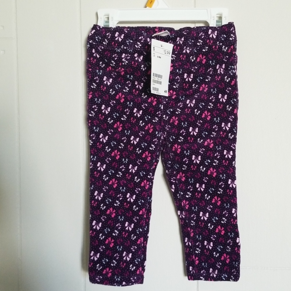 NWT H&M corduroy bow print pants